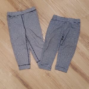 2 pairs Navy & White stripped joggers ~ Sz 24 mos